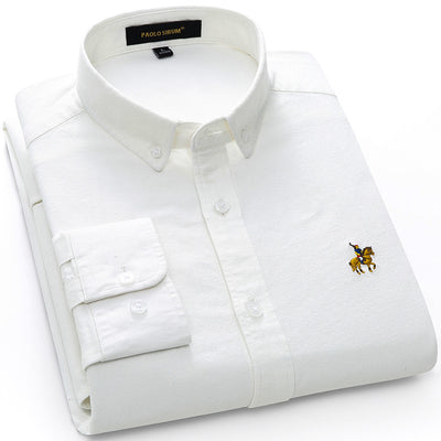 Camisa Oxford de Algodón con Bordado para Hombre - Manga Larga Talle Europeo - Image 4
