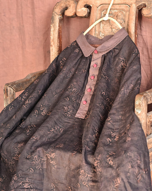 Blusa Literaria Suelta Estampado Nube Perfumada en Lino - Image 8