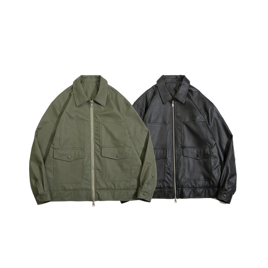 Chaqueta de Cuero PU Retro Urbana - Estilo Workwear Otoñal - Image 2