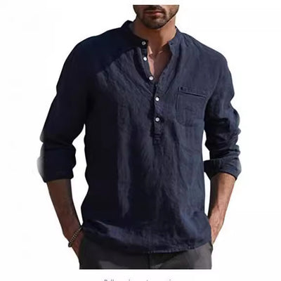 Camisa de Lino Casual Manga Larga para Playa Hombre - Image 14