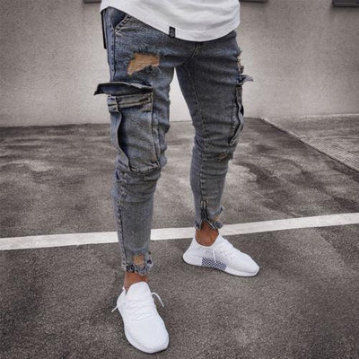 Pantalones Vaqueros Cargo con Bolsillos Laterales para Hombre - Image 2