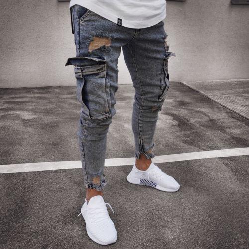 Pantalones Vaqueros Cargo con Bolsillos Laterales para Hombre - Image 2