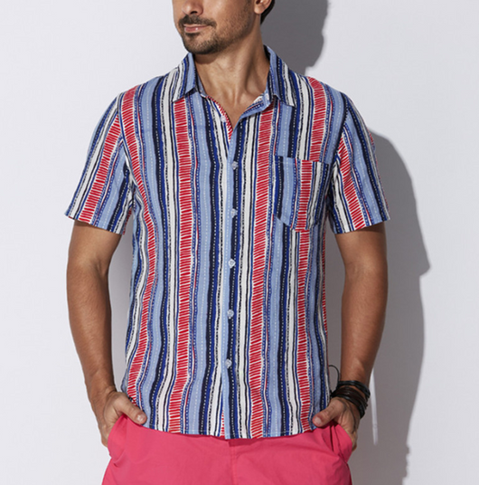 Camisa Casual de Rayas para Hombre - Diseño Verano Moderno