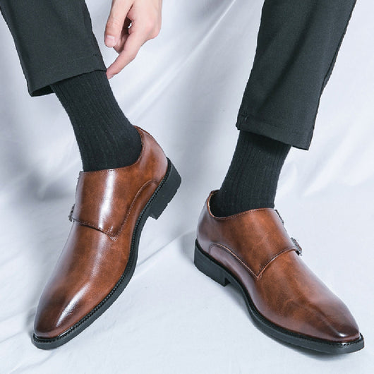 Zapatos Formales de Cuero para Hombre con Hebilla - Elegancia Profesional y Comodidad