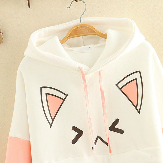 Sudadera Polar con Capucha Estampado Gato para Mujer - Image 4