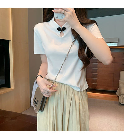 Camiseta de Estilo Chino con Botones de Rana - Manga Corta Verano - Image 38