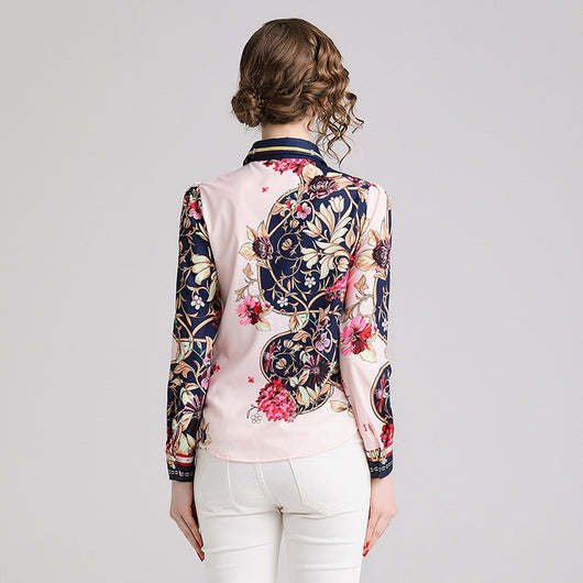 Blusa Moldeadora con Estampado de Flores y Moño - Image 3