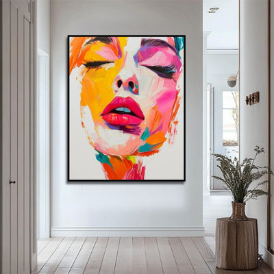 Cuadro Abstracto Moderno Pintura al Óleo Hecha a Mano - Rostro Contemporáneo con Técnica de Espátula - Image 3