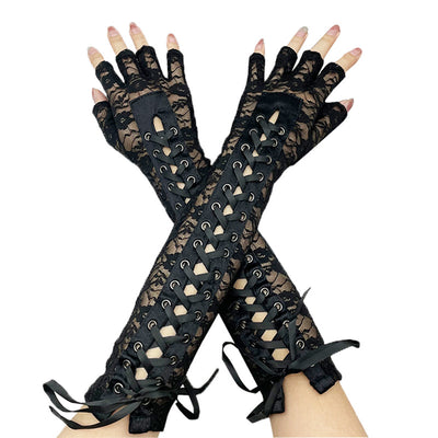 Guantes Femeninos de Encaje con Pantalla Táctil - Mitad Dedo - Image 8