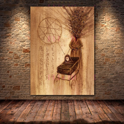 Cuadro Lienzo de Arte Geométrico Sagrado con Demonio Oscuro - Image 10