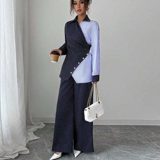 Traje Ejecutivo con Contraste: Camisa Manga Larga y Pantalón Recto - Image 2