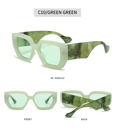 Beige square frame sunglasses with dark gray lenses, featuring a thick, fashion-forward design. - Image 35
