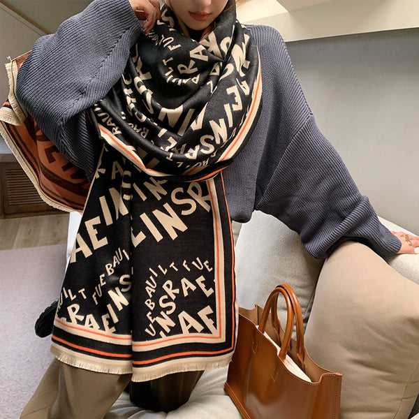 Bufanda de Imitación Cashmere Letras Otoño Invierno