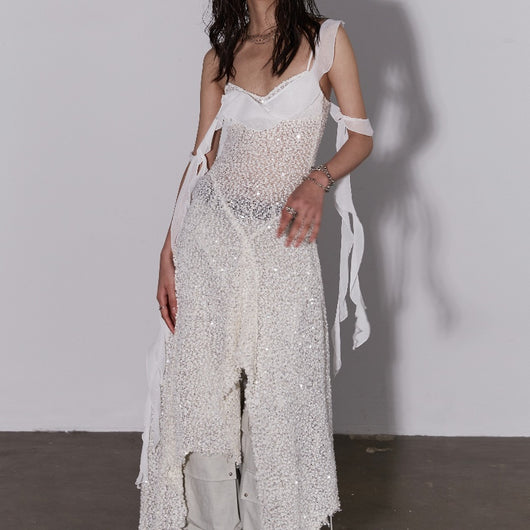 Falda Suspender Irregular con Volantes Brillantes Estilo Galaxia - Image 3