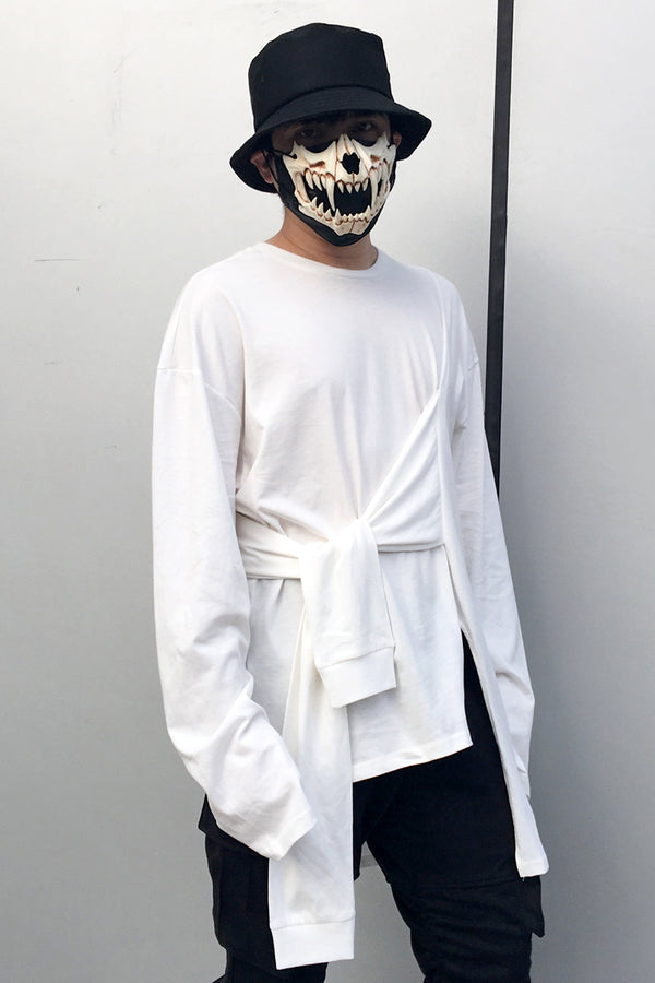 Camiseta Manga Larga con Cortes Asimétricos y Corte Holgado
