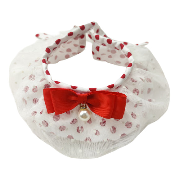 Collar de Moda para Mascotas con Moño y Lunares