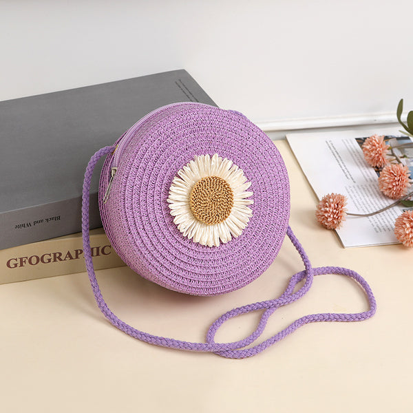 Bolsa Crossbody de Rafia Tejida Estilo Pastoral para Móvil