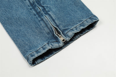 Jeans Hip-hop con Pentagrama y Cierre Lateral para Hombre - Image 26