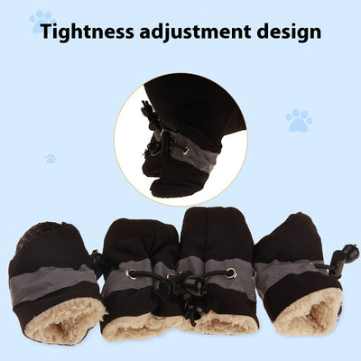 Four blue pet booties with grey trim and adjustable blue drawstrings, designed for dogs or puppies. - Image 22