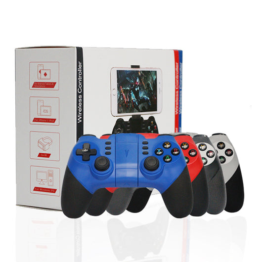White and black mobile game controller with a central phone mount, D-pad, dual joysticks, and action buttons. - Image 3