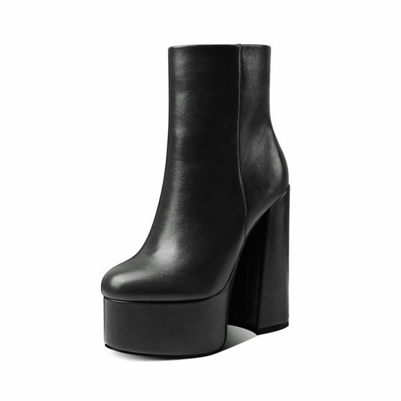 Botas Tobilleras de Tacón Grueso para Mujer Talla Grande