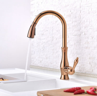 Grifo de Cocina Retráctil Estilo Europeo Antiguo con Cuenca de Cobre - Image 22