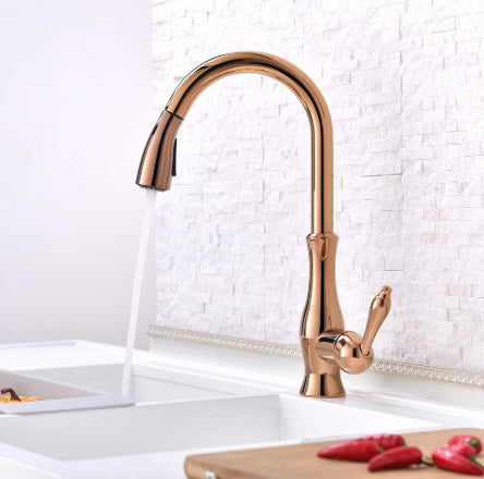 Grifo de Cocina Retráctil Estilo Europeo Antiguo con Cuenca de Cobre - Image 22