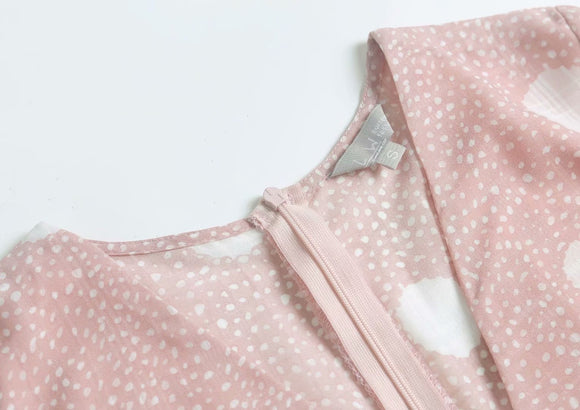 Blusa Escote V Manga Larga con Cintura Ajustable y Estampado Lunares