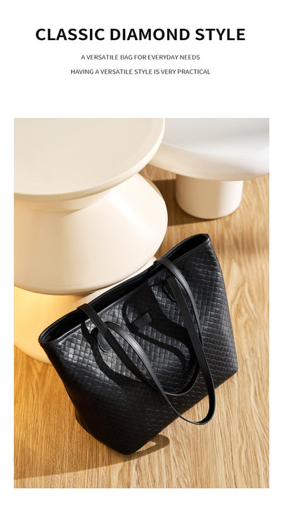 Bolsa de Cuero Genuino con Tejido - Diseño Versátil de Un Hombro para Mujer - Image 13