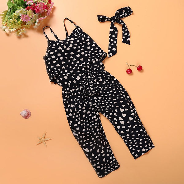 Conjunto de Verano para Niñas - Jumpsuit de Algodón con Lunares y Tirantes