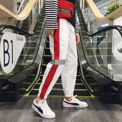 Pantalones Hip-hop Reflectantes Sueltos Retro para Hombre - Estilo Urbano Versátil