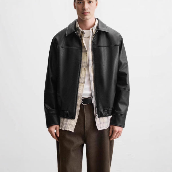 Chaqueta Biker de Cuero Sintético para Hombre