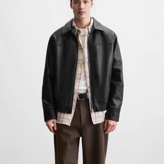 Chaqueta Biker de Cuero Sintético para Hombre