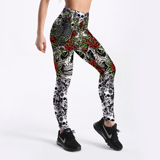 Leggings Deportivos Calaveras Rosas - Yoga y Fitness - Image 2