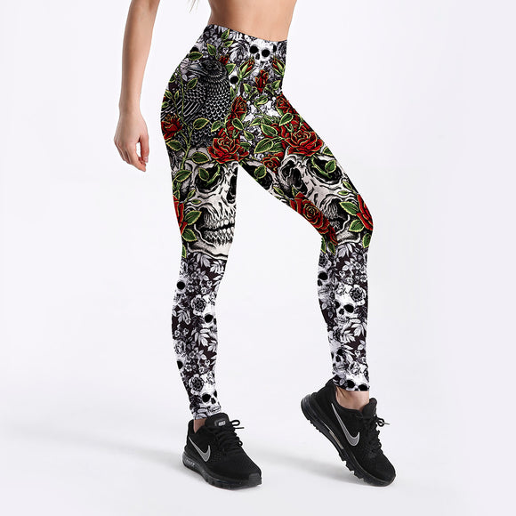 Leggings Deportivos Calaveras Rosas - Yoga y Fitness