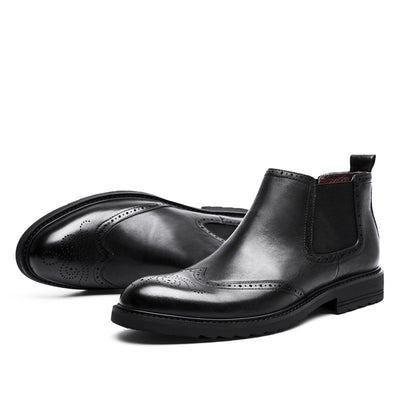 Botas Martin de Cuero para Hombre con Tallado en Relieve - Otoño e Invierno - Image 8