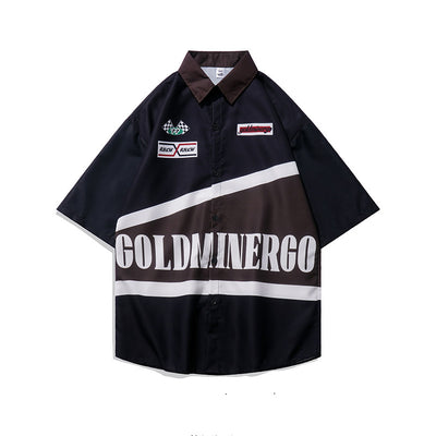 Camisa Casual Americana con Contraste de Manga Corta para Hombre - Image 10