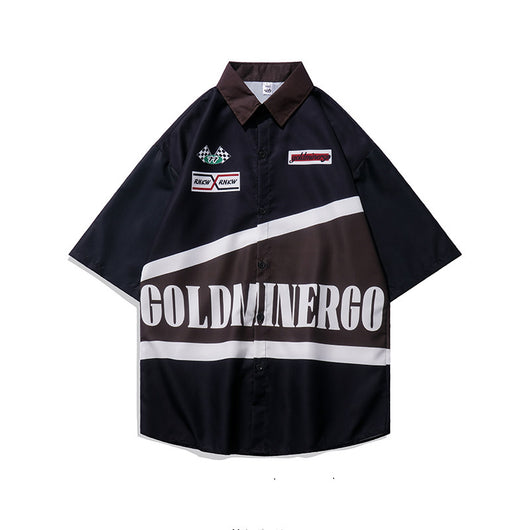 Camisa Casual Americana con Contraste de Manga Corta para Hombre - Image 10