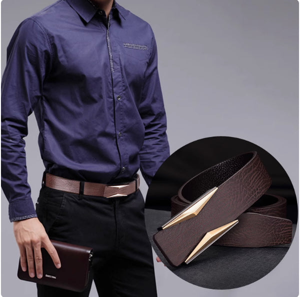 Cinturón Elegante para Hombre Estilo Coreano con Hebilla Suave