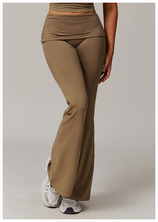 Pantalones Yoga Plisados Cintura Alta para Mujer - Diseño Acampanado Versátil - Image 25