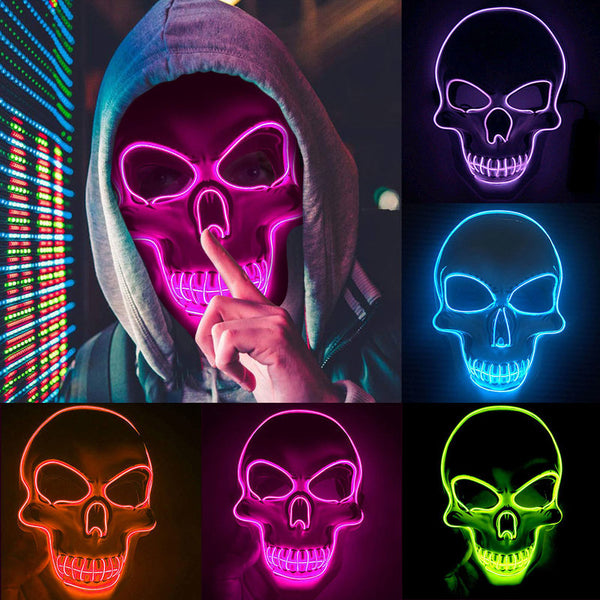 Máscara de Esqueleto LED Brillante para Halloween