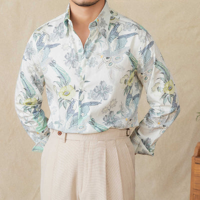Camisa de Algodón Estampada Manga Larga para Hombre - Image 4