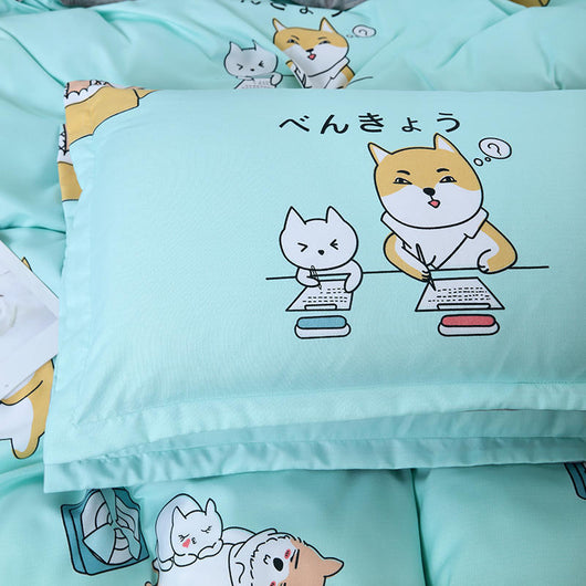 Juego de Cama de Cuatro Piezas Cashmira Vegetal Cepillada con Diseño Cartoon - Image 11