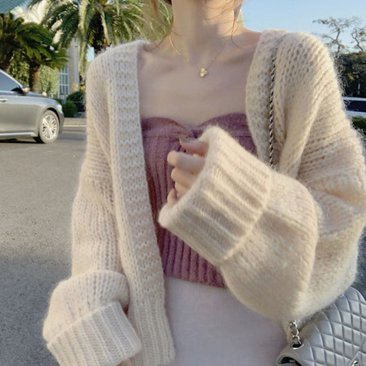 Cardigan Tejido Holgado y Minimalista para Mujer