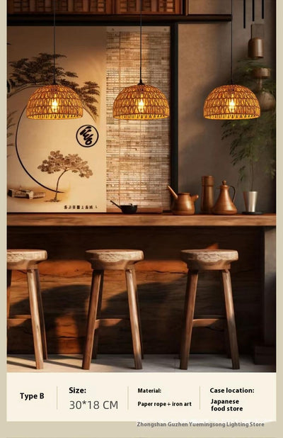 Lámpara Colgante de Ratán Tejido Estilo Chino Contemporáneo - Image 33