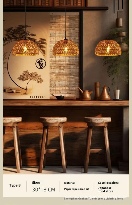Lámpara Colgante de Ratán Tejido Estilo Chino Contemporáneo - Image 33