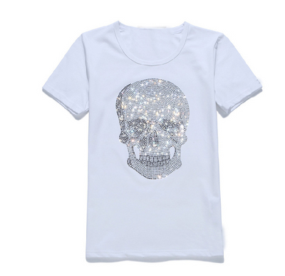 Playera Calavera Brillante Negra de Algodón Manga Corta - Image 8