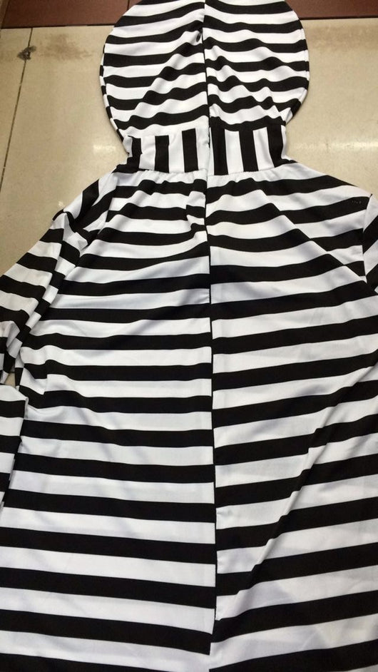 Uniforme de Presidiario Blanco y Negro para Halloween - Image 4