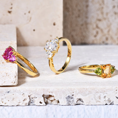 Anillo de Citrino Lujo Ligero con Diseño Moderno y Gemas Incrustadas - Image 9