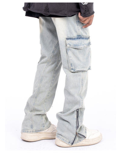 Pantalones Vaqueros Vintage Lavados con Cierre en Bota - Estilo Americano Casual - Image 14